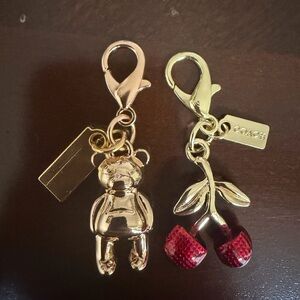Coach Gold Bear and Cherry Bag Charms - Red Accent